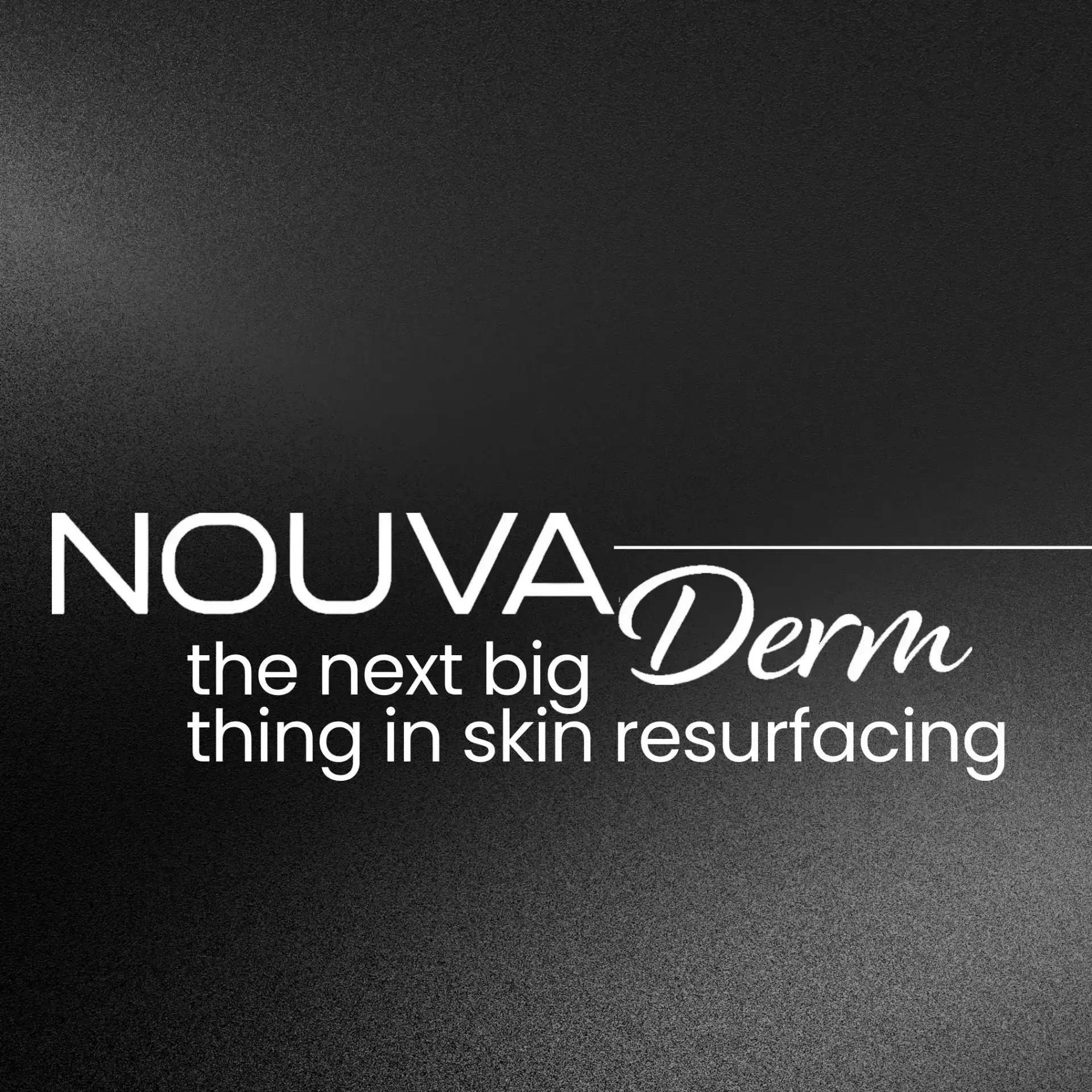 NouvaDerm white logo on black textured background
